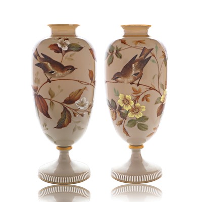 Lot 48 - A pair of opaline glass vases