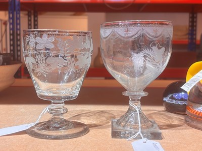 Lot 171 - Two engraved glass rummers