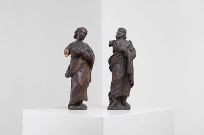 Lot 311 - A pair of baroque carved limewood figures