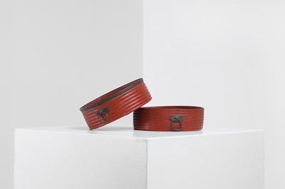 Lot 401 - A pair of Regency red-lacquered coasters