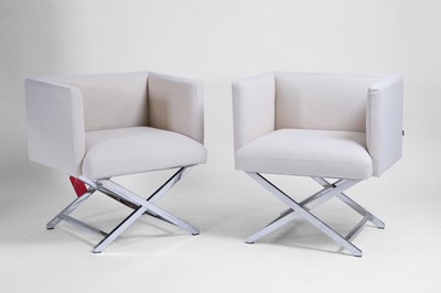 Lot 527 - A pair of contemporary white armchairs