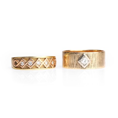 Lot 1163 - An 18ct two colour gold diamond ring and a 9ct gold diamond single stone ring