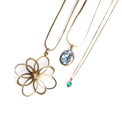 Lot 1205 - A group of three pendant necklaces
