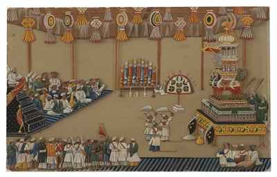 Lot 179 - A large Indian painting on mica