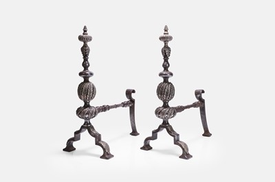 Lot 268 - A pair of Charles II-style steel and silvered-metal andirons