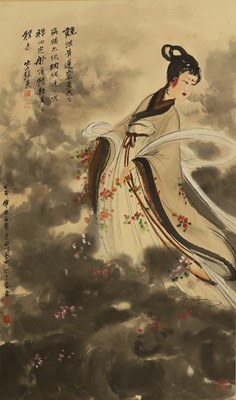 Lot 123 - A large Chinese hanging scroll