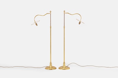 Lot 2 - A pair of brass adjustable standard lamps