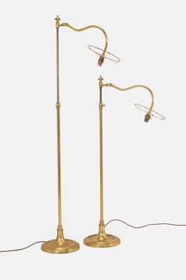 Lot 2 - A pair of brass adjustable standard lamps