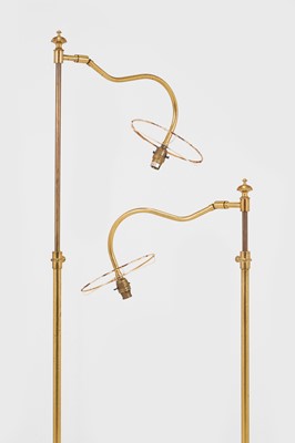 Lot 2 - A pair of brass adjustable standard lamps