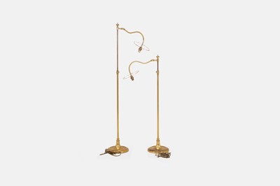 Lot 2 - A pair of brass adjustable standard lamps