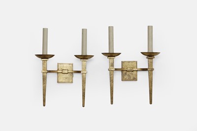 Lot 324 - A pair of modernist gilt-metal wall lights