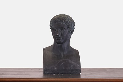 Lot 27 - A painted plaster bust of Apollo