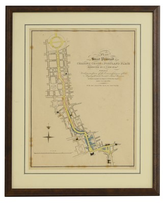 Lot 412 - PLANS: 1- Nash, John: Plan of a Street Proposed from Charing Cross to Portland Place.