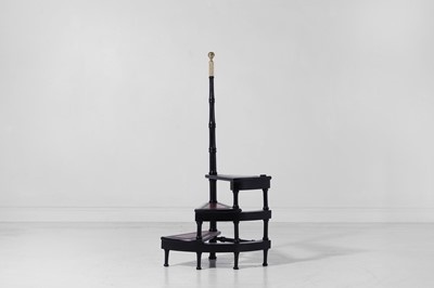 Lot 457 - A pair of Regency-style black-painted wooden library steps