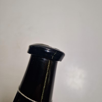 Lot 20 - A near pair of olive-green glass wine bottles