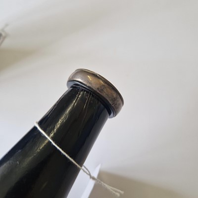 Lot 20 - A near pair of olive-green glass wine bottles