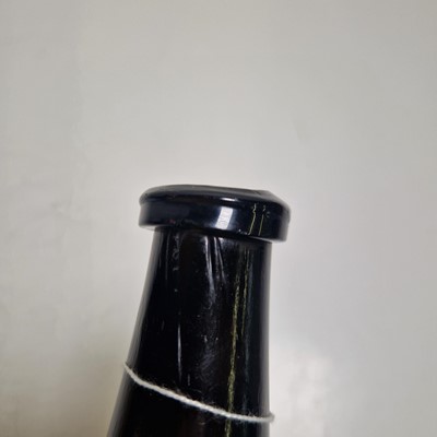 Lot 20 - A near pair of olive-green glass wine bottles