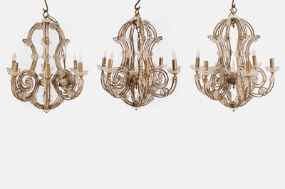 Lot 527 - Three rococo-style gilt-metal and glass chandeliers
