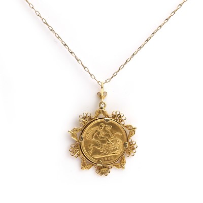 Lot 1264 - A gold half sovereign pendant