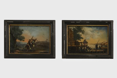 Lot 384 - A pair of reverse-painted glass pictures
