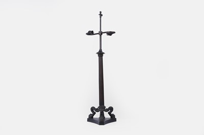 Lot 642 - A Regency-style patinated metal table lamp