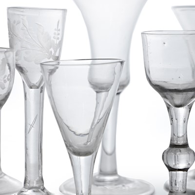 Lot 4 - A group of ten plain stem wine glasses