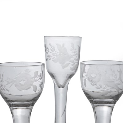 Lot 4 - A group of ten plain stem wine glasses