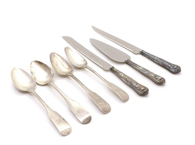Lot 4 - A set of four Irish silver fiddle pattern tablespoons