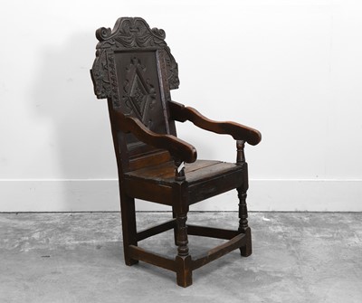 Lot 515 - An oak Wainscot chair