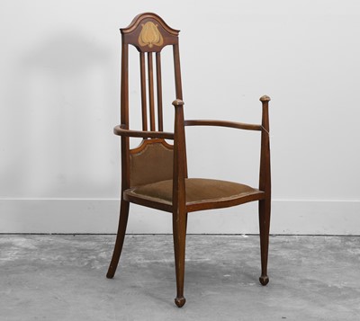 Lot 514 - An inlaid mahogany armchair