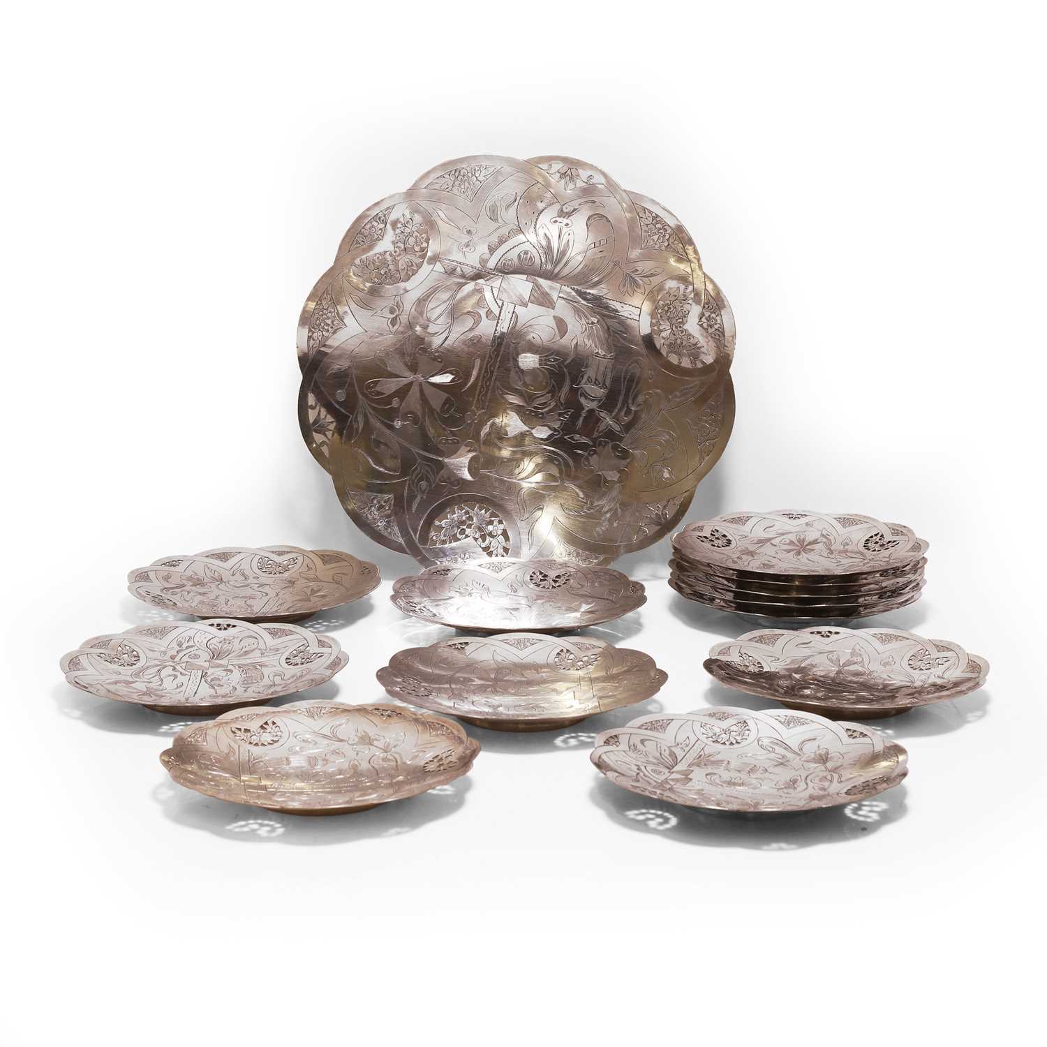 Lot 229 - A collection of Persian silver dishes