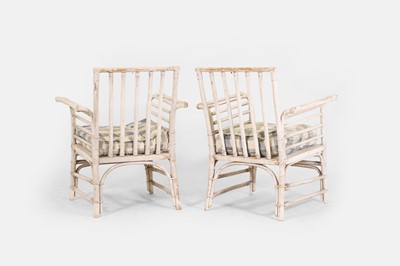 Lot 7 - A pair of painted bamboo armchairs