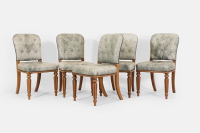 Lot 50 - A set of five George IV-style mahogany and leather dining chairs