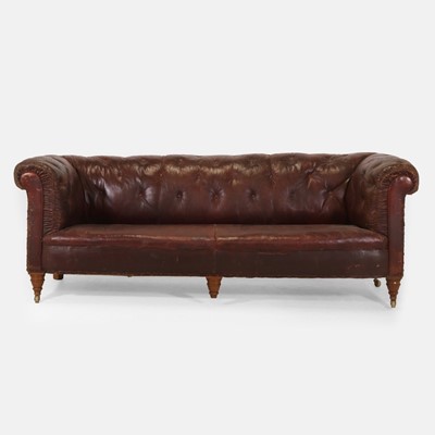 Lot 48 - A Victorian buttoned-leather Chesterfield sofa
