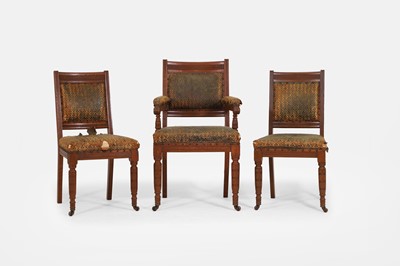 Lot 37 - A group of three Victorian Aesthetic period oak side chairs