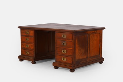 Lot 78 - A Victorian teak campaign-style partners' desk