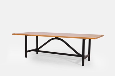 Lot 42 - A blonde oak and painted dining table