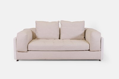 Lot 80 - A linen and leather sofa by Minotti
