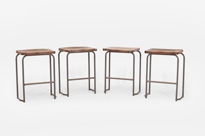 Lot 18 - Four elm cinema stools by Howe