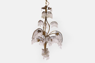 Lot 39 - A brass seven-light chandelier