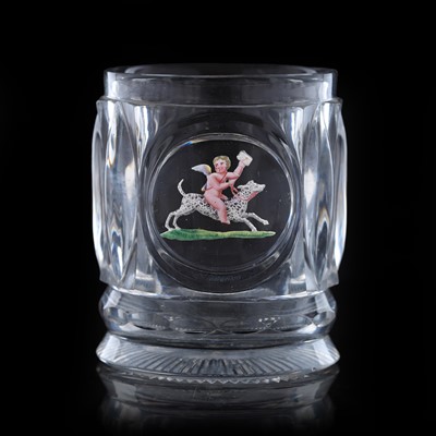 Lot 32 - A Baccarat cut-glass and enamelled gold foil tumbler