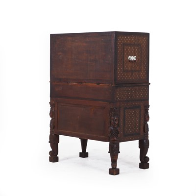 Lot 214 - An Indo-Portuguese teak, rosewood, ebony and ivory 'Contador' cabinet
