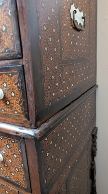 Lot 214 - An Indo-Portuguese teak, rosewood, ebony and ivory 'Contador' cabinet