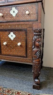 Lot 214 - An Indo-Portuguese teak, rosewood, ebony and ivory 'Contador' cabinet
