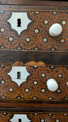 Lot 214 - An Indo-Portuguese teak, rosewood, ebony and ivory 'Contador' cabinet
