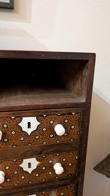 Lot 214 - An Indo-Portuguese teak, rosewood, ebony and ivory 'Contador' cabinet