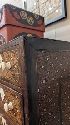 Lot 214 - An Indo-Portuguese teak, rosewood, ebony and ivory 'Contador' cabinet
