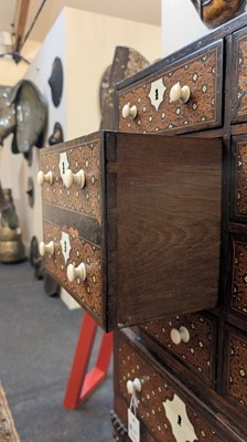 Lot 214 - An Indo-Portuguese teak, rosewood, ebony and ivory 'Contador' cabinet