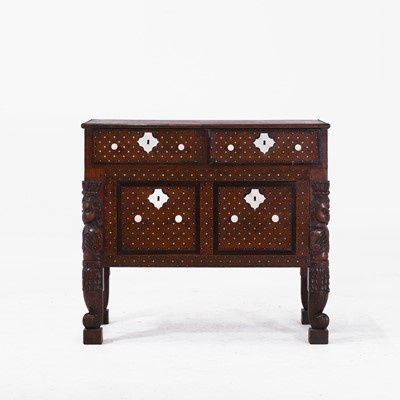 Lot 214 - An Indo-Portuguese teak, rosewood, ebony and ivory 'Contador' cabinet
