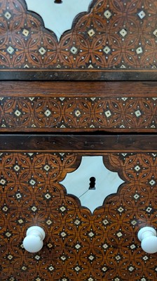 Lot 214 - An Indo-Portuguese teak, rosewood, ebony and ivory 'Contador' cabinet